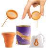 PapayaCup Coppetta Mestruale Riutilizzabile - Pack S+L con Sterilizzatore | Anatomica, Silicone Medico Morbido Senza Lattice e Additivi, Confortevole, per donne con sensibilità vaginale, PapayaCup