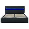 BAÏTA Lumina Simili - Letto a cassapanca a LED, 140 x 190 cm, rete inclusa