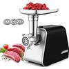 COOCHEER Tritacarne elettrico 3 in 1 Multi tritacarne con 3 piastre in acciaio inox e tubi di riempimento per salsicce, per uso domestico