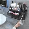 iHave Porta Spazzolino Elettrico da Muro con Dispenser Dentifricio e 3 Bicchieri - Design Nero Puro per l'Arredo del Bagno, Organizer Bagno Tutto-in-Uno per Spazzolini e Accessori