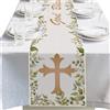 TZQFROCE 270x30 cm Runner da Tavolo Comunione Croce Cresima Decorazione da Tavolo in Iuta Tovaglia da Comunione Decorazione Prima Comunione Decorazione Prima Comunione Ragazzo Ragazza per Baby Shower