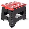 Generico Sgabelli per camerette bagno cucina giardino per bambini e adulti in PVC con maniglia portata fino 150 kg (Nero - Rosso, 17 x 21 x 18)