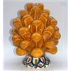 SICILIA BEDDA CAPACI Pigna Siciliana in Ceramica di Caltagirone Decorativa - H 11/12 cm - Arancio - Mod. Gambo Decorato Casuale