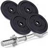 ScSPORTS® Bilanciere Curl con Pesi - 15/20/28/40/60 kg, Dischi in Ghisa, Barra Ez Curl 120 cm, Ø 30/31mm, Antiscivolo - Manubri, Piastre Pesi per Palestra, Fitness (20 kg (4 x 5), Collari a Stella)