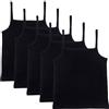 The Essentials Wardrobe Canottiere da bambina senza maniche, 100% cotone, taglia 4-13 anni, confezione da 5, Nero , 4-5 Anni