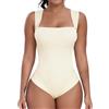 STARBILD Body Donna Collo Quadrato Senza Maniche Modellante, Bodysuit Tanga Shaper Sexy a Costine Canotte, Scollatura Squadrata - Bianco M