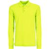 PIANETA AFFARI Polo a Manica Lunga da Uomo 3 Bottoni in Cotone Giallo Fluo Lavoro Elegante Maglia Fluorescente (XL)