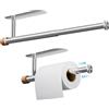 Zivacate Portarotolo da cucina senza foratura, estraibile, [accenti estetici in legno] porta rotolo di carta da bagno porta asciugamani da cucina autoadesivo (argento metallizzato)