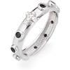 gioiellitaly Anello rosario argento 925 liscio grani e croce con pietre nere e bianche Anello preghiera unisex Gioiello Uomo Donna