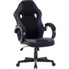 SENSE7 Poltrona da gioco Prism, ergonomico, sedia da gioco con oscillazione, braccioli imbottiti, sedia da ufficio in tessuto fino a 120kg, sedia PC nera-blu