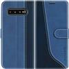 Mulbess Cover per Samsung Galaxy S10, Custodia Sintetica in Pelle, Tasca Slot Carta, Supporto Stand, Magnetica Chiusura Case, Elegante Diamante Blu