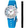 CHAOTECHY Orologio da polso analogico al quarzo per bambini, 2 pezzi, cinturino intercambiabile in tessuto, per imparare a leggere l'ora