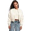 Urban Classics Bomber Corto da Donna in Raso, Oversize Giacca, Sabbia, XXL