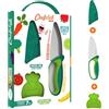 CHEFCLUB KIDS - Coltello da Cucina per Bambini - Lama in Acciaio Inossidabile + Proteggi-Dita e Coprilama - Utensile Sicuro ed Ergonomico - Verde - Ideale dai 7 Anni in Su