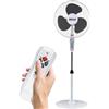 BAKAJI Ventilatore a Piantana Base Tonda con Telecomando 50W Bianco 3 Velocità + Timer
