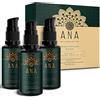 ANA Naturkosmetik Set per la cura del viso biologico 3x30 ml-Regali per le donne-Siero viso alla vitamina C con vitamina A + E- Siero efficace al retinolo e al siero di ialurone Siero viso con base di gel di aloe vera