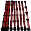 Cortek SET 7 PROLUNGHE DA 30 CM NYLON ROSSO/NERO: 24Pin, 4+4Pin, 4 x PCI-E 6+2, 4 x SATA