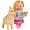 Simba 105733497 - Bambola Evi Love in dolce vestito con alpaca e guinzaglio, 12 cm, per bambini dai 3 anni in su