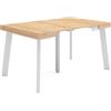 Skraut Home | Consolle allungabile | Tavolo consolle allungabile | 140 | Per 6 persone | Gambe in legno | Stile moderno | Rovere