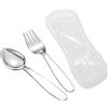 VANRA Set di 2 cucchiai per forchetta per bambini con custodia da viaggio per portapranzo, in acciaio inossidabile 18/8, set di posate per bambini Set di utensili per la scuola (cucchiaio forchetta)