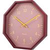 FISURA - Orologio da parete originale ottagonale rosso. Orologio da cucina moderno. Orologio da parete Bordeaux. 30 centimetri di diametro. ABS e vetro. 1 batteria AA