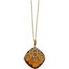 GOLD ART Collier in oro giallo con diamanti e citrino