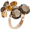GOLD ART Anello in oro con quarzo fumè e citrino
