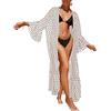 NLAND Donna Copricostume Mare Estivo da Donna Classico a Pois da Spiaggia Bikini Cover Up Camicetta Estate Abito da Spiaggia da Elegante Abito da Bagno Costume(Bianco)