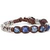Tamashii bracciale ruota della Preghiera con 5 pietre sodalite multifaceted da 6 mm e cilindri in argento con inciso il mantra.BHS924-S4-51