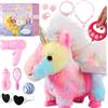 Marsjoy Unicorno Colorato Camminante e Cantante - Set Peluche Robot Realistico con Telecomando - Giocattolo Animale