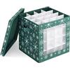 Navaris Scatola Decorazioni Natalizie - Organizer Addobbi Natalizi - Christmas Box Divisori Antiurto per Palline Natale Puntale Albero Lucine Decori