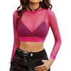 Avidlove Lingerie Sexy Da Donna Hot Top In Rete Elastica e Confortevole Con Maniche Lunghe Clubwear Mesh Crop Top