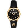 Michael Kors Orologio Donna MICHAEL KORS SLIM RUNWAY MK7482 Vera Pelle Nero Gold Dorato