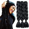 Cybelleza Extension Treccine Treccia Africane Capelli Neri Sintetici Finti Lunghi Intrecciati 60cm Jumbo Braids 3PCS 300g Crochet Twist Bellezza, Nero Scuro