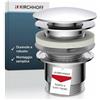 Kirchhoff Design Set universale scomparsa, valvola troppopieno, tappo di scarico per lavello e lavabo del bagno, cromo 98807330, Standard