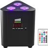 ZonQoonz senza fili RGBW 3 LED par Faro con telecomando, 4400 mA ricaricabile Batteria-dmx-LED luce festa Uplight con indicatore di potenza DJ luce palcoscenico per KTV discoteca matrimonio Natale