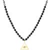 COAI Collana Mala 108 Grani Perle Sfaccettate di Onice e Labradorite Annodate a Mano con Ciondolo Occhio Turco Malocchio, Collana Rosario Uomo Donna con Pietre Naturali