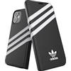 Adidas, custodia progettata per iPhone 12 Mini 5.4, custodia Booklet, con bordi rialzati antiurto e custodia originale, colore: nero/bianco