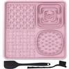 FUBAO-PRO Tappetino per cani con spatola in silicone e spazzola, tappetino per cibo per gatti, tappetino per cani, bagno e cura degli artigli, senza BPA, rosa