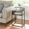 [en.casa] Tavolino Laterale da Divano Comodino in Acciaio con 2 Piani Mobiletto Notturno da Letto Tavolo Basso Moderno Industriale 65 x 40 x 30 cm Nero Opaco