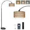 Rayofly lampada ad arco da terra per soggiorno, lampada da terra in rattan con telecomando e lampadina LED, controllo tramite app, lampada da terra vintage, lampada da terra boho per camera da letto
