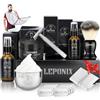LEPONIX Kit rasatura Kit barba uomo, kit barba uomo professionale includere rasoio di sicurezza crema di sandali dopobarba uomo olio pre-rasatura pennello da barba e ciotola-Set regali uomo unico per lui