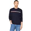 Tommy Hilfiger Uomo Maglietta Maniche Lunghe Chest Stripe Senza Cappuccio, Nero (Black), XS