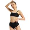 URBAN CLASSICS Bikini Donna Mare, Bikini Donna a Due Pezzi, Slip a Vita Alta e Reggiseno a Fascia, Bikini Nero o Verde, Taglie XS - XL