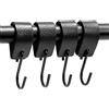 Brute Strength - Ganci a S multifunzionali in pelle - Nero - 4 pezzi - Gancio per cappotto - per cucina, bagno, camera da letto e ufficio