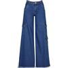 Urban Classics Ladies Waist Cargo Denim Pants Pantaloni, Mid Indigo Washed, 33 Donna