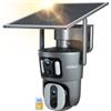 Xega 4G LTE Telecamera Solare Esterno Collegamento a doppia lente con SIM Scheda 1080P Vista a 360° Doppio Schermo Visione Notturna a Colori Audio Bidirezionale IP66 Impermeabile