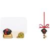 THUN, Portafoto Borboniera di Laurea in Ceramica Decorata a Mano con Tocco e Quadrifoglio & Chiave Portafortuna con Cappello di Laurea e Coccinella da Appendere - Bomboniera