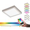 Eglo Plafoniera connect Led Fueva-c, plafoniera Smart Home, metallo colato, plastica, nichel opaco, lunghezza 30 x 30 cm, dimmerabile, tonalità di bianco e colori regolabili
