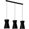 Eglo lampada a sospensione Valecrosia 3 luci, stile industrial, in acciaio | nero e bianco, per tavolo da pranzo o soggiorno, attacco E27, lunghezza 84 cm